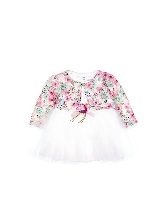 Pink Lady Kids Dress Set with Coat Tulle Sleeveless Pink