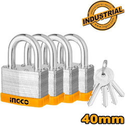 Ingco Steel Padlock Brass with Key 40mm 4pcs