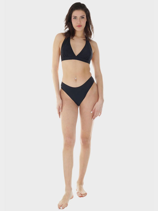 G Secret Bikini Set Triangle Top & Slip Bottom Black