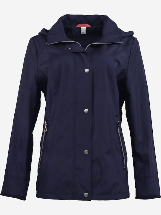 Microcoat Κοντό Γυναικείο Μπουφάν για Άνοιξη/Φθινόπωρο Μπλε 20310