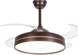 Lineme Ceiling Fan 106cm with Light and Remote Control Brown