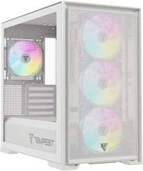 Tempest Gaming Stronghold Jocuri Middle Tower Cutie de calculator cu iluminare RGB Alb