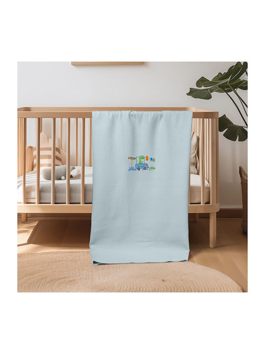 Adam Home Blanket Cot Dino Waffle Blue Blue 110...