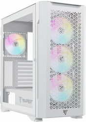 Tempest Gaming Bastion Gaming Midi Tower Computer Case with Window Panel and RGB Lighting White