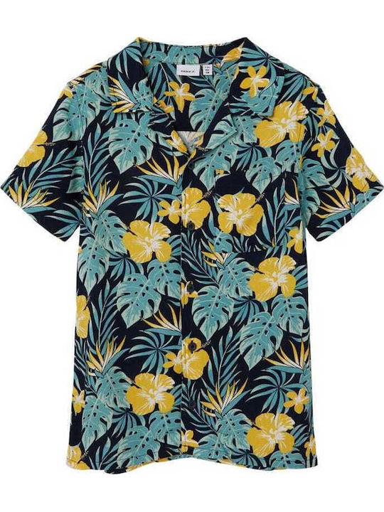 Kids Floral Shirt Short Sleeve Yellow flowers