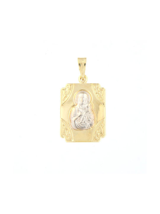 Ηώς Anhänger Kinderamulett mit der Jungfrau Maria aus Gold 14K PXUK1040