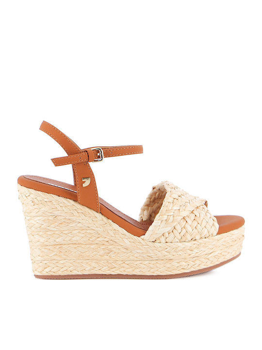 Women's Leather Platform Shoes Beige