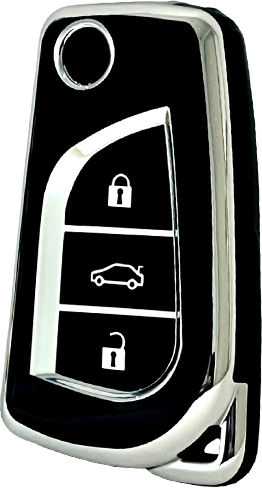 Car Key Cover Case made of with 3 Buttons for Toyota in Black Color