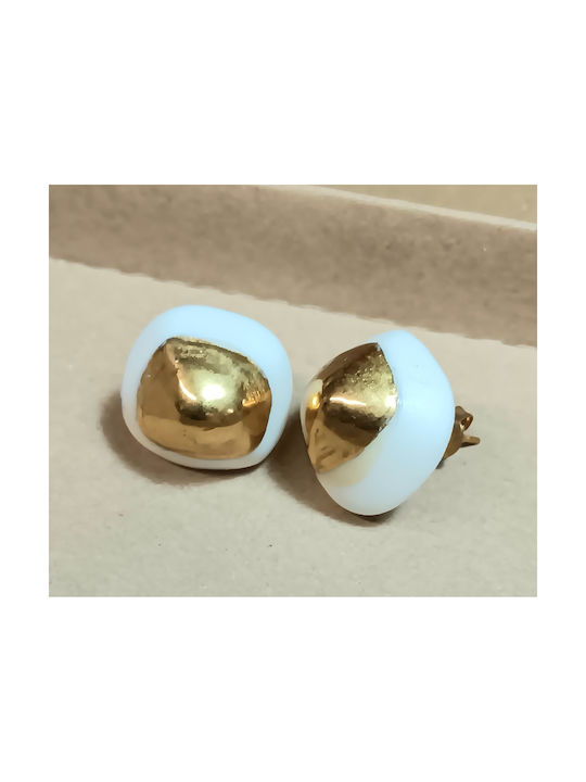 Earrings Gold Plated White porcelain