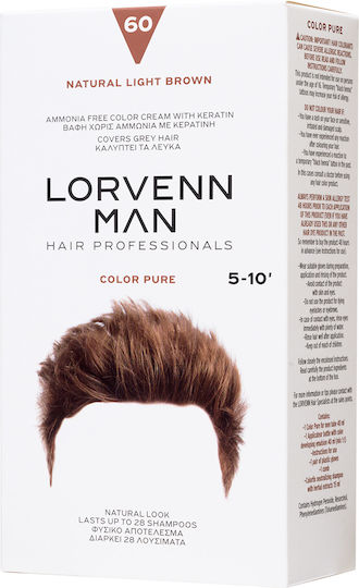 Lorvenn Man Color Pure Vopsea De Păr Fără Amoniac 60 Natural Light Brown 40ml