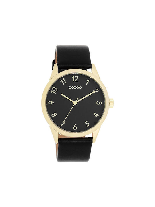 Oozoo Timepieces Watch Battery with Black Leather Strap