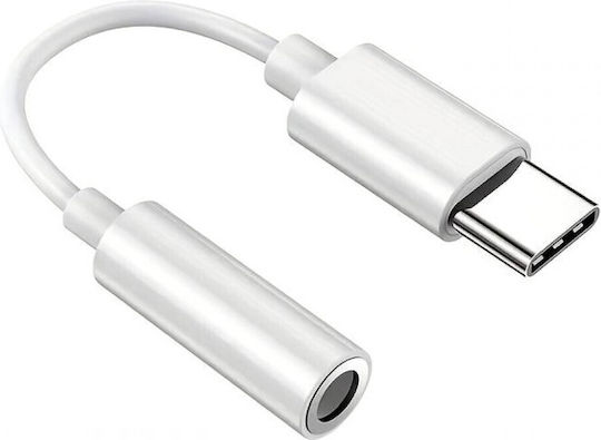 Powertech Konverter USB-C männlich zu 3.5mm weiblich Weiß 1Stück CAB-UC084
