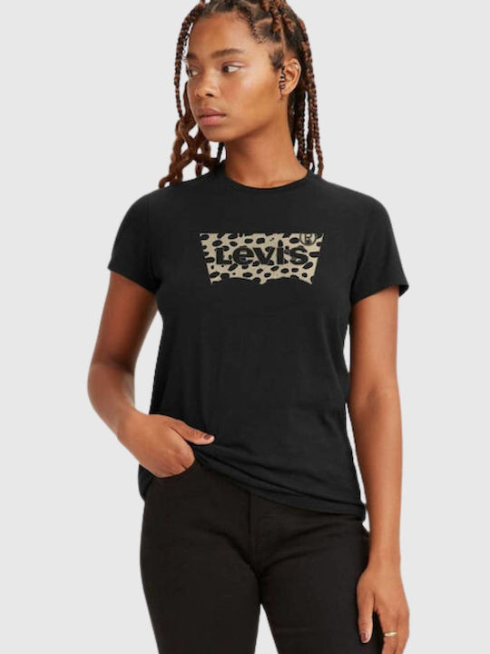 Levi's Γυναικείο Αθλητικό T-shirt Fast Drying Animal Print Μαύρο