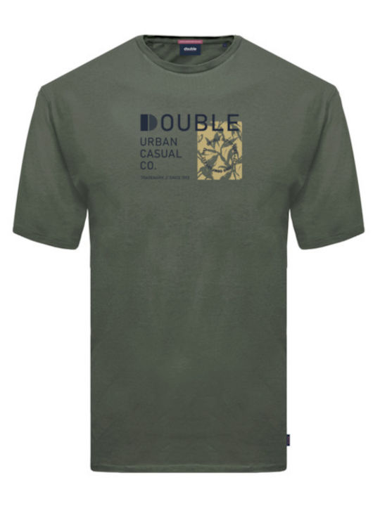 Double Ανδρικό T-shirt Κοντομάνικο Χακί