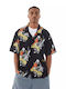 Short-sleeved Shirt in Wide Line Black