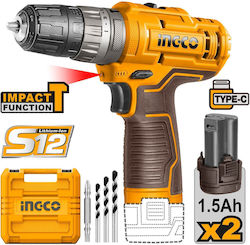 Ingco CIDLI12202E Schlagbohrschrauber 12V 2x1,5Ah