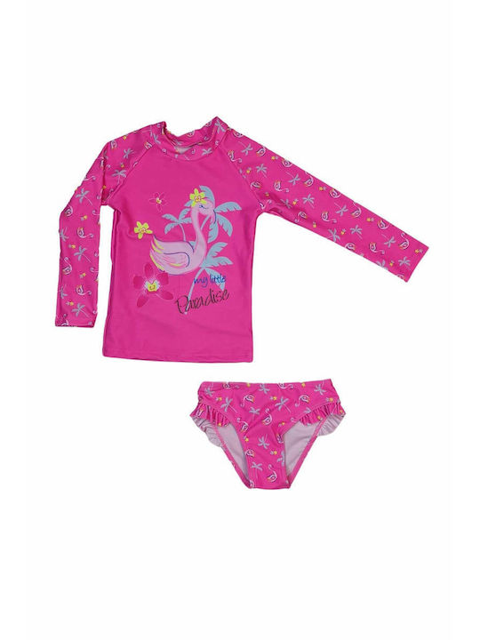 Kids Swimsuit Set Blouse Slip R2316 Fuchsia