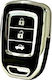 Car Key Cover Case made of with 3 Buttons for Honda in Black Color