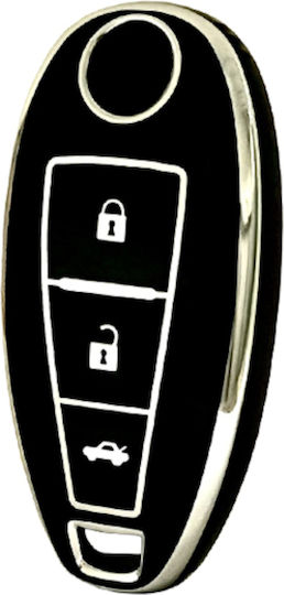 Car Key Cover Case made of with 3 Buttons for Suzuki in Black Color