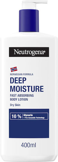 Neutrogena Deep Moisture Moisturizing Lotion Body with Hyaluronic Acid for Dry & Sensitive Skin 400ml