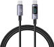 Usams Digital Display USB 2.0 Cable USB-C male - USB-C 100W PD Μαύρο 1.2m US-SJ671