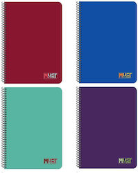 Must Spiral Notebooks Ruled A4 150 Sheets 5 Subjects Monochrome 4pcs