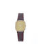 Tetra Uhr mit Gold Lederarmband