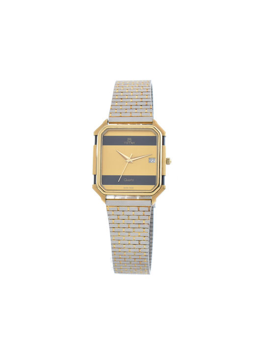 Tetra Uhr mit Gold Metallarmband