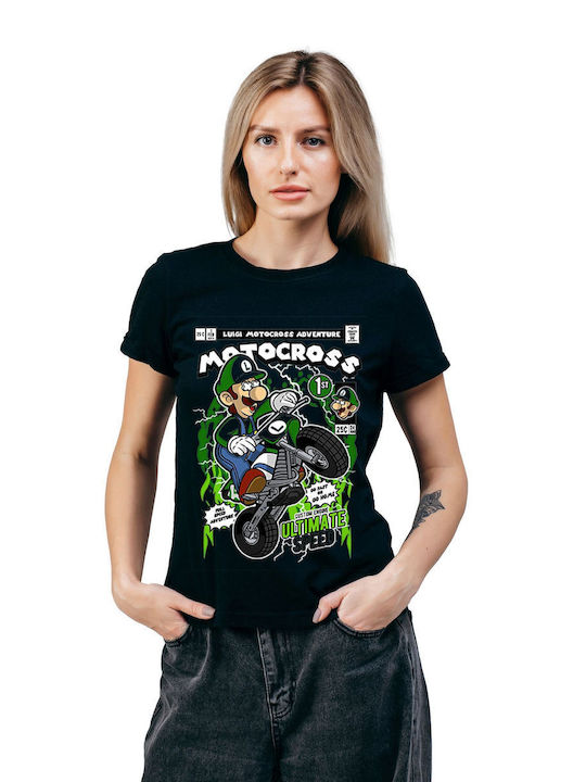 Pop Culture Luigi Motocross T-shirt Black