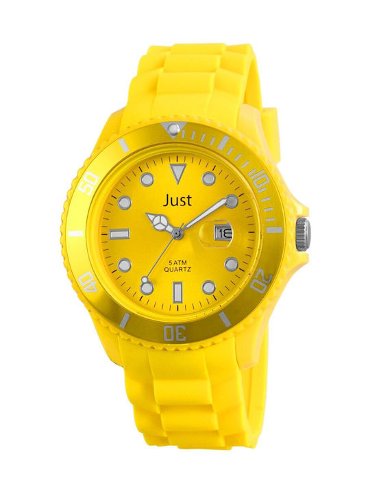 Just Watch Uhr Batterie mit Gelb Kautschukarmband