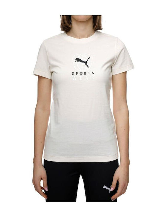 Puma Γυναικείο Αθλητικό T-shirt Μπεζ