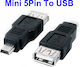 USB 2.0 Μετατροπέας USB-A female σε mini USB male 1τμχ