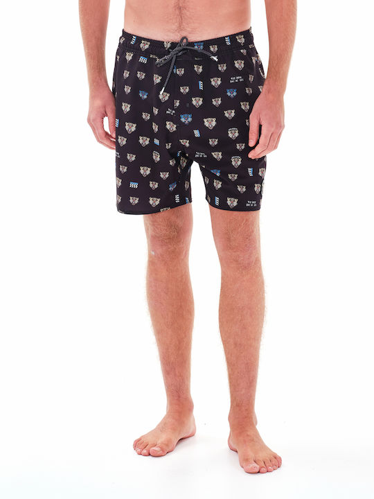 Emerson Men's Swimwear Bermuda Black with Patterns