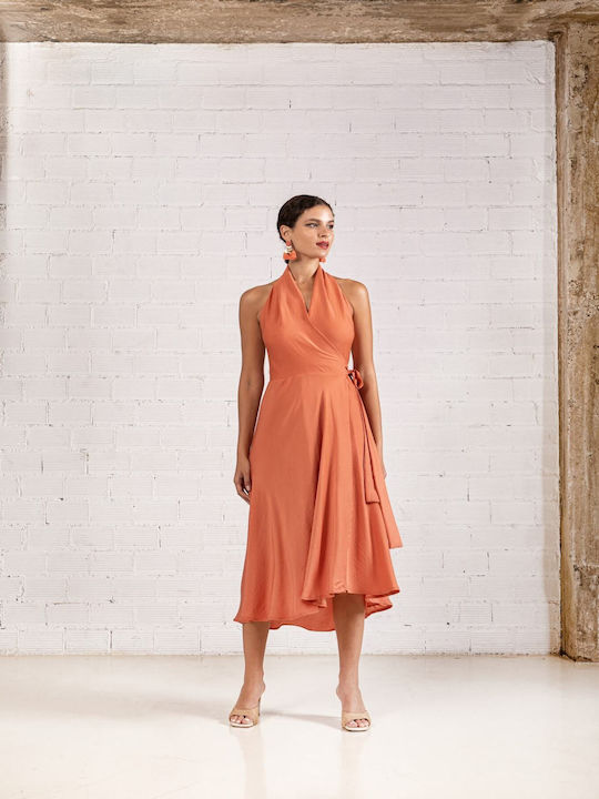 Moutaki Kleid Satin Wickel Orange