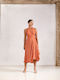 Moutaki Dress Satin Wrap Orange