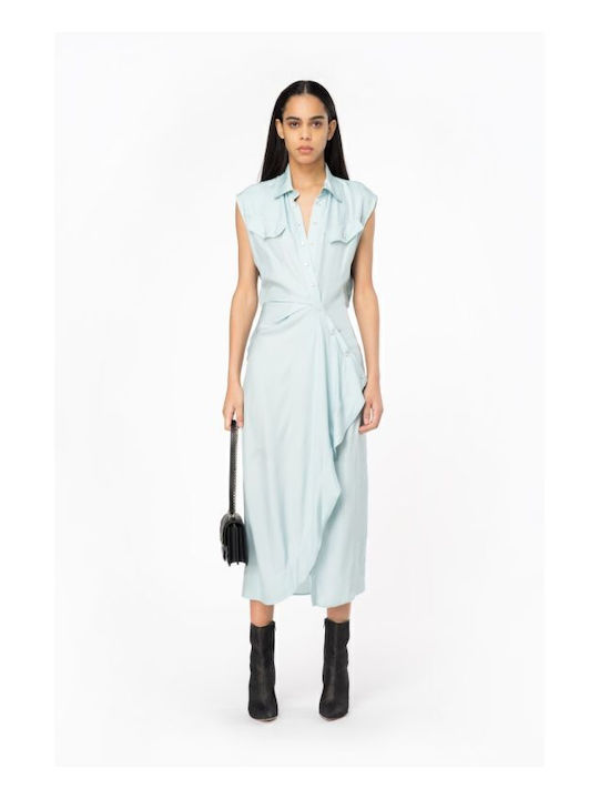 Amityville Summer Midi Shirt Dress Light Blue