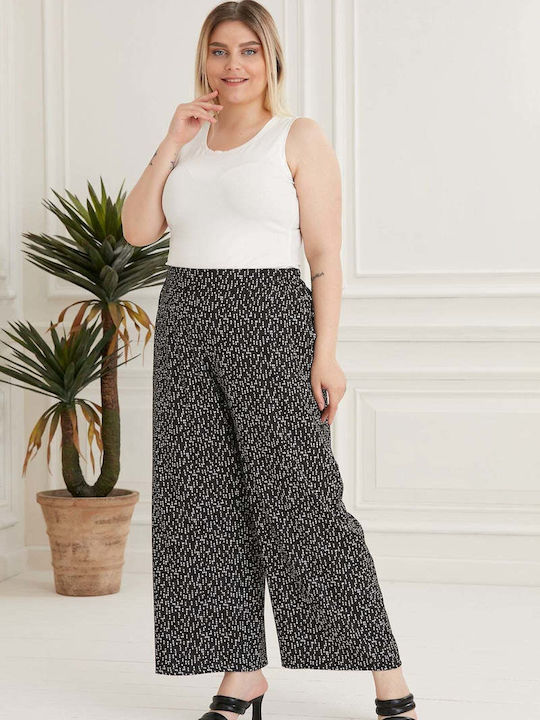 Bubble Chic Femei Tesatura Pantaloni cu Elastic Negru