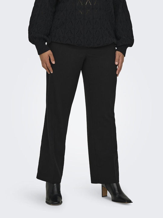 Only Women's High-waisted Fabric Trousers in Straight Line Black