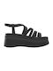 Tommy Hilfiger Women's Leather Ankle Strap Platforms Black