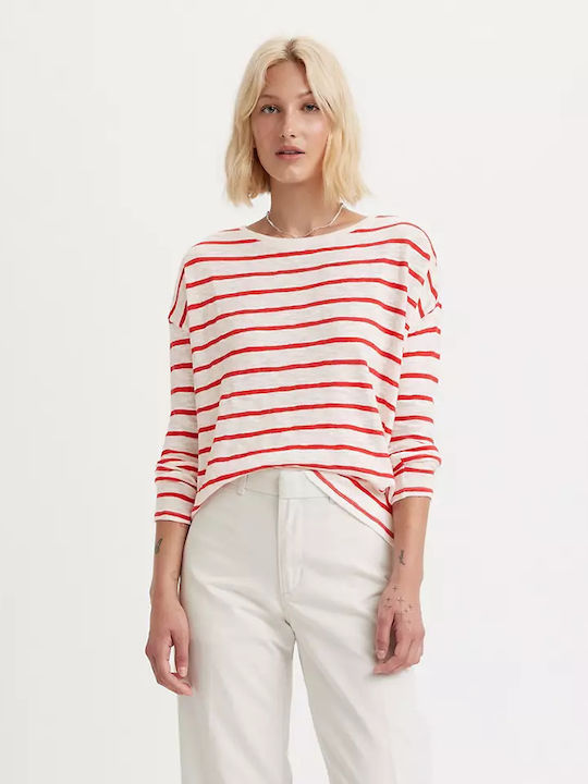 Levi's Women's Blouse Cotton Striped Red