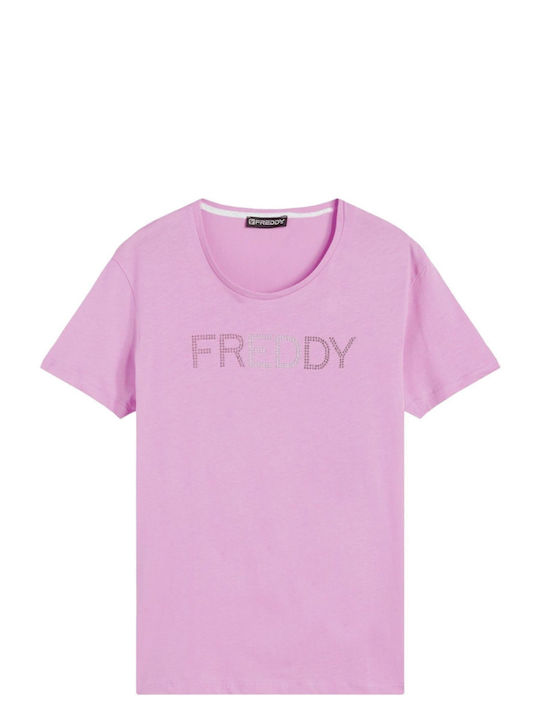 Freddy Damen Sportliche Bluse Kurzärmelig Rosa