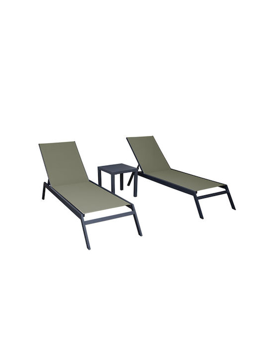 Șezlong Aluminiu Gri 208x63x31cm.