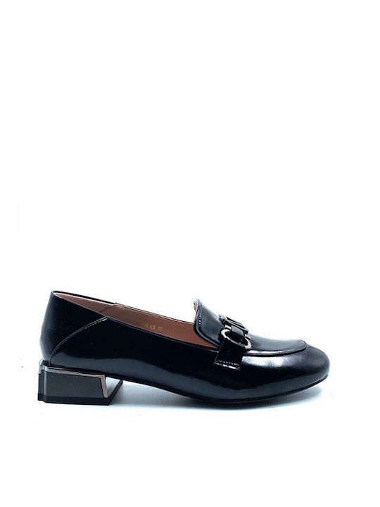 19V69 Patent Leather Women's Moccasins in Black Color