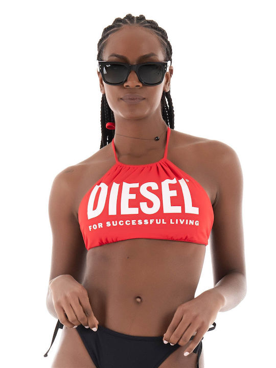Diesel High Neck Bikini Top Red