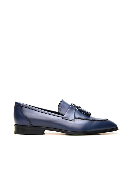 Boss Shoes Δερμάτινα Ανδρικά Loafers σε Μπλε Χρώμα