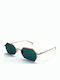 Kreuzbergkinder Unisex Sunglasses with Gold Metal Frame and Green Lens EZRA C1 51