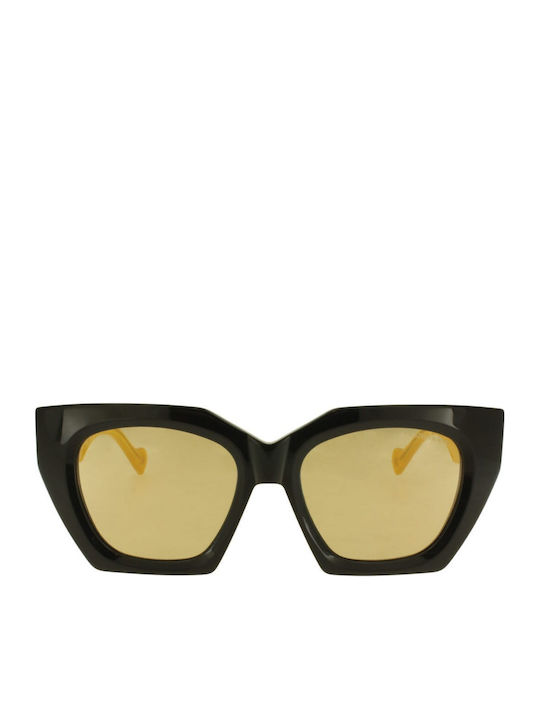 Kreuzbergkinder Women's Sunglasses with Black Plastic Frame and Yellow Lens CASINO C1