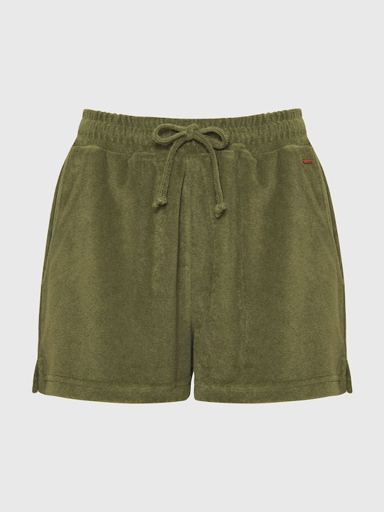 Funky Buddha Women's Terry Sporty Shorts Khaki