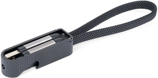 Troika Flat USB to Lightning / Type-C Cable Μαύρο
