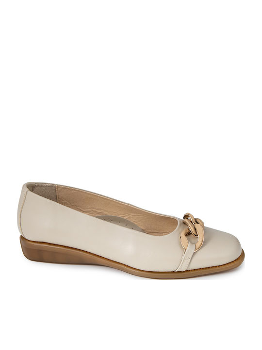 Leather Ballerinas Beige